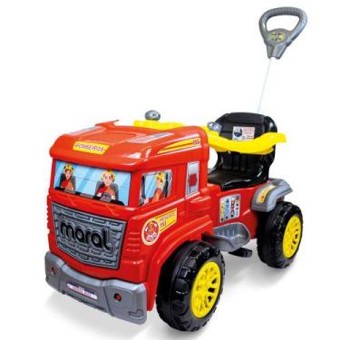 Imagem de Carrinho Infantil 2 em 1 Passeio e Pedal Bombeiros Truck Maral, Vermel