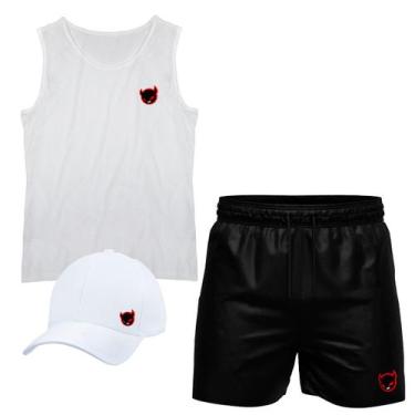 Imagem de Conjunto Camiseta Regata Algodão Short Tactel E Boné Demon - Relaxado,