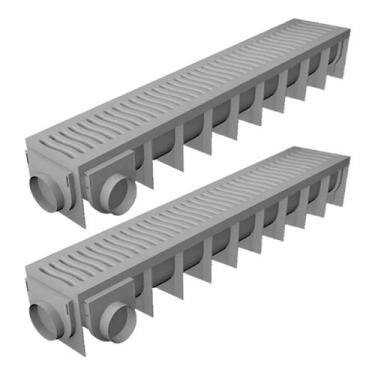 Imagem de Calha Piso Grelha Coletora Ralo Linear 1,00x15cm Roma - 2 Un