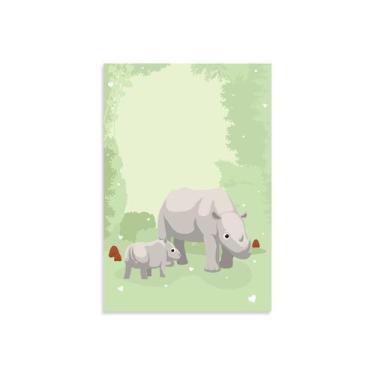 Imagem de Placa Decorativa MDF Infantil Rinoceronte Família 30x40cm - Quartinhos