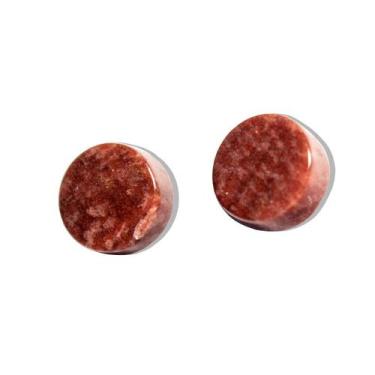 Imagem de Brinco Button Pedra Quartzo Vermelho Montagem Dourado - CristaisdeCurv