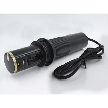 Imagem de Torre De Tomada Automática USB Multiplug 10A Preto/Dourado - QTMOV