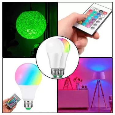 Imagem de Lâmpada led e27 colorida rgb 5w bulbo rgb + controle 85-265v bivolt De