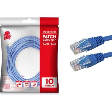 Imagem de Cabo de rede patch cord cat5e utp 10m azul santana centro