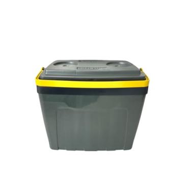 Imagem de Mini Cooler Pratico De Plastico Caixa Térmica Compacta Portatil 7 Litros Cabem 10 Latas de 350ml Com Descanso de Copo Cor Verde com Alça Amarela