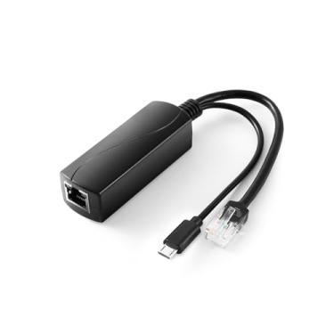 Imagem de REVODATA Micro USB PoE Splitter 5V 2.4A saída, padrão IEEE 802.3af 10,100Mbps para porta USB RJ45 Power Over Ethernet divisor adaptador (USB0502 preto)