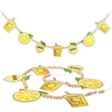 Imagem de Capoda Decoração de limonada amarelo limão faixa de feltro 3D guirlanda de madeira suporte de limonada rústico decoração de verão suprimentos de festa de limão para casa buzina aniversário chá de bebê