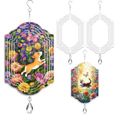 Imagem de WindMage Pacote com 4 25,4 cm Sublimação Vento Spinner Blanks 3D Metal Metal Escultura Cinética Spinners para Quintal e Jardim Ornamentos de Arte Interior Decoração Pendurada (Moldura Vintage)
