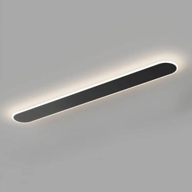 Imagem de Luminárias de teto embutidas de LED lineares de decoração moderna, faixa longa minimalista branca, barra de luz de teto regulável, luz de teto dourada para corredor, lâmpada preta de teto de