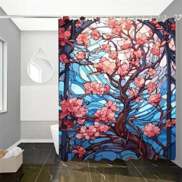 Imagem de Cortina de chuveiro à prova d'água Cortinas de flores no conjunto de acessórios de banheiro Tecido de banho Anti-mofo Produtos laváveis opacos, Z1,183x203CM