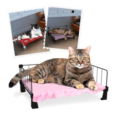 Imagem de Cama para Gato com Colchão de Soft Modelo Berço Sofá Caminha de Tela Aramada Cama Pet 40x15cm (Tela Preta e Colchonete Fêmea)