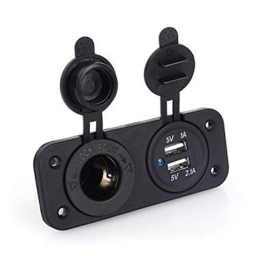 Imagem de Carro Auto Isqueiro Soquete Divisor 12v Duplo Usb Carregador Adaptador de Alimentação Tomada Design Portátil Preto