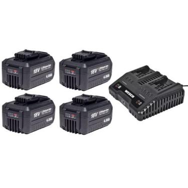 Imagem de Kit Carregador Duplo 18v e 4 Baterias 4 ah Wesco