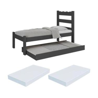 Imagem de Bicama de Madeira Maciça com Colchão Incluso Multimóveis CR35258, Pret