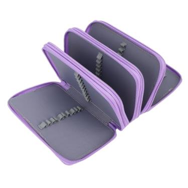 Imagem de 72 Slots Bolsa de Lápis, Design de Manuseio Fácil de Transportar Oxford Portátil 4 Compartamentos Caixa Lápis para Canetas e Marcadores de Aquarela (preto) (PURPLE)