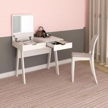 Imagem de Penteadeira com Espelho 1 Gaveta Espresso Móveis Branco