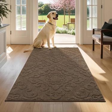 Imagem de COSY HOMEER - Tapete para porta de entrada antiderrapante 91,4 cm x 152,4 cm tapetes absorventes de boas-vindas lavável boho tapete de porta de cachorro caçador de sujeira entrada interna para patas