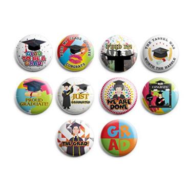 Imagem de Botões de pinback divertidos de arte e imagens (pacote com 10), (10-Pack), Sem Pedra Preciosa