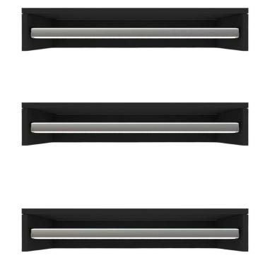 Imagem de Kit 3 Cabideiro De Parede Suspenso 80x25x11,5 Preto