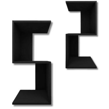 Imagem de Kit 2 Mesa De Cabeceira Multiuso Nicho Em S 30x30x65cm Preto