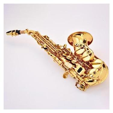 Imagem de Saxofone de pescoço curvado alto lacado dourado latão corpo sax instrumentos musicais com bocal