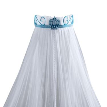 Imagem de Dossel Mosquiteiro Parede Quarto Bebe Rede Tela Veu Cortinado Berço Americano Nacional Menino Coroa Azul