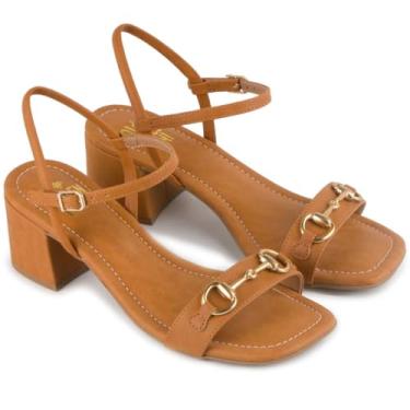 Imagem de Sandália Di Valentini Tina Detalhe Salto Bloco - Marrom - 38