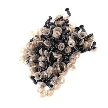 Imagem de Olhos de Olhos Seguros Dollo de Olhos PLA 100pcs Olhos de Boneca de Plástico Pretos para Brinquedos de Ursinho de Pelúcia Acessório Artesanal de Feltro de Animais DIY 8mm Estão Experimentando Qualidade Desmatada Criada por Olhos de Bricolage (6mm) (8mm) (9mm) (10mm)