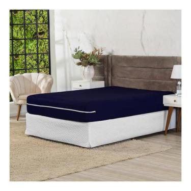 Imagem de Capa De Colchão Malha Gel Queen Zíper - Shop Casa Nobre, Azul-marinho