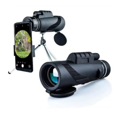 Imagem de Telescópio Monocular 40x60 com Suporte para Celular, Tripé, Lente Revestida Multi-Green, Ajustável