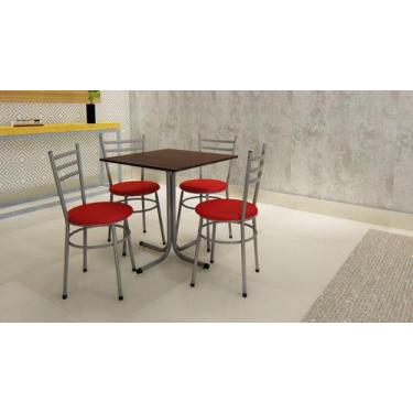 Imagem de Conjunto Mesa Cinza Tampo Imbuia 70x70 Laumar com 4 Cadeiras Epoxi,  V