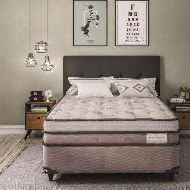 Imagem de Cama Box de Casal Ortobom New Magestic com Molas Ensacadas 68x138x188 cm - Marrom/Cinza