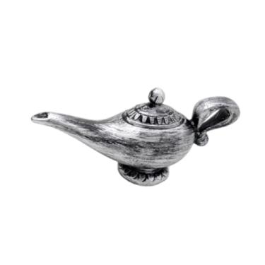 Imagem de IEUDNS Coleção de adereços de ornamento de lâmpada genie, delicada aniversário de desktop decoração de desktop gênio brinquedo leve para festa de halloween, Prata Antiga