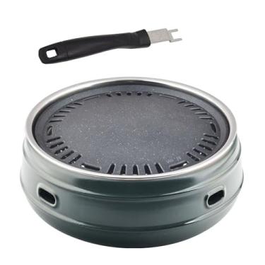 Imagem de YLFFFZZZ Fogão de argila redonda a carvão, fogão portátil para churrasqueira de acampamento, fogão de churrasco de cerâmica, fogão de grelha de argila de 33 cm, acessórios de cozinha ao ar livre