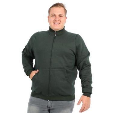 Imagem de Jaqueta Plus Size Anistia Masculina Moletom Felpado Liso Militar, Verd