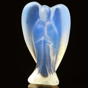 Imagem de QLRSUXN Estátua de cristal de anjo aventurina verde (opala branca-1)