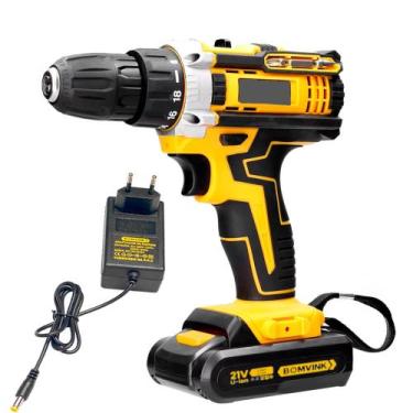 Imagem de Parafusadeira Furadeira Bateria 1.3ah 21v Recarregável Torque 28n.m + 