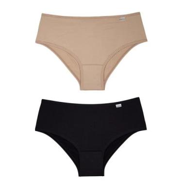 Imagem de kit 2 calcinhas cintura alta laterais largas microfibra  DelRio 50509,