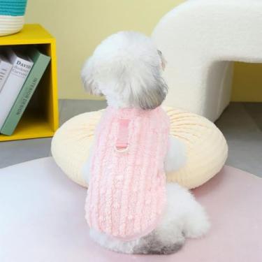 Imagem de Roupa roupinha para cachorro pet gatos colete para cachorro blusa para cachorro sueter para gatos(MODELO 3 - ROSA,XL (PEITO - 47CM))
