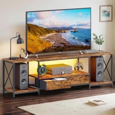 Imagem de DSAFGGY Suporte de TV LED com gavetas de tecido, centro de entretenimento para mesa de console de TV de 139,7 cm, com prateleiras de armazenamento para sala de estar, quarto, suportes de televisão