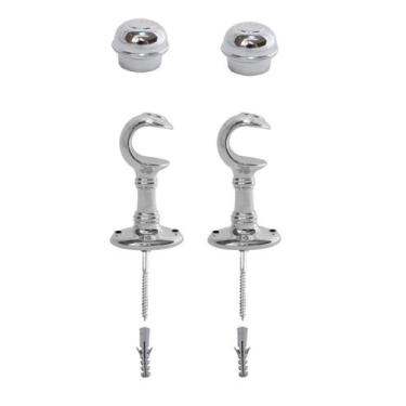 Imagem de Suporte Cortina Varão Simples 19mm 2 Un C/ Ponteira Prata - Importado