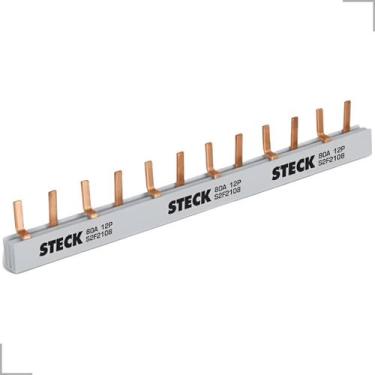 Imagem de Barramento Bifásico 12 Polos 6+6 Em Cobre 80A 440VAC Steck