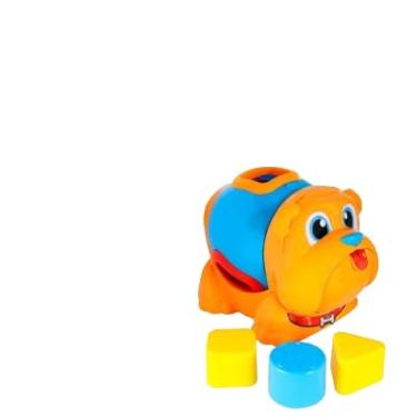 Imagem de Brinquedo Educativo Infantil Cachorro Interativo com Blocos Geométricos, Laranja e Azul