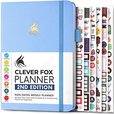 Imagem de Clever Fox Planner 2ª edição – Planejador de objetivos semanal e mensal colorido, organizador de gerenciamento de tempo e produtividade, sem data, A5 (Periwinkle)