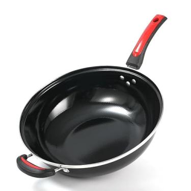 Imagem de Frigideiras Antiaderentes Woks Frigideiras Fundas FogõEs de InduçãO e FogõEs A GáS(30 CM Wok (Com alça))