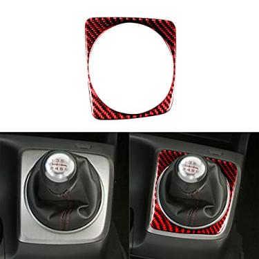Imagem de PJFUS Adesivo para decoração de fibra de carbono vermelho macio real para console central de câmbio manual para caixa de engrenagens acessórios internos automotivos compatível com Civic 8 Gen