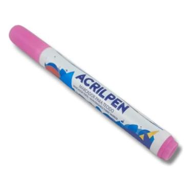Imagem de Caneta Para Tecido Acrilex Acrilpen Rosa 537 - Pintura Permanente e Personalização É Ideal Para Personalizar E Detalhar Seus Projetos De Tecido Com Precisão E Durabilidade