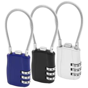 Imagem de MEIRIYFA Cadeado de combinação de 3 dígitos com senha cadeado à prova d'água para ambientes externos para academia, armários, portão, mochilas, cesta de bicicleta, 3 peças