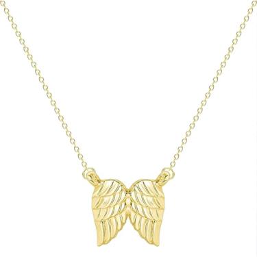 Imagem de coadipress Colar de asas de anjo delicado minimalista pequeno abraço do céu colar de asas de anjo presente para mulheres Guardian Angel Sympathy Condolence Gift for Loss Mom Dad, Middle, Liga de aço