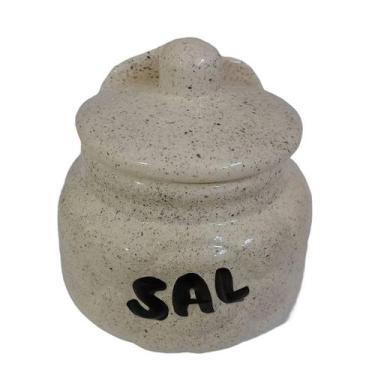 Imagem de Saleiro Com Tampa Em Cerâmica Mesa e Parede Porta Sal 1kg De Louça Flo